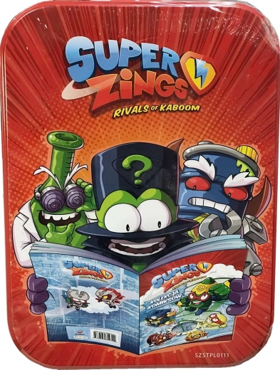 SuperZings cutie metalică de colecție cu bandă desenată, pelerină și magnet – ambalaj deteriorat