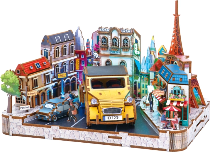 2Kids Toys puzzle 3D din lemn, miniatură a unui orășel european - 1 bucată