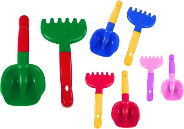 Set lopăţică și greblă pentru nisip - set bicolor