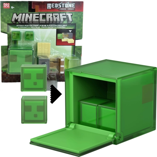 Mattel Minecraft set de figurine capcană încărcată cu redstone cu piston lipicios