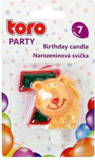 Lumânare pentru tort cifră 7 cu leu TORO 5 cm