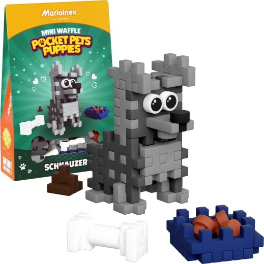 Set de construcție Mini Waffle Pocket Pets – pui de schnauzer