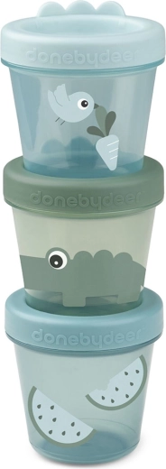 Done by Deer set de recipiente pentru mâncare pentru bebeluși Croco verde - 3 buc.