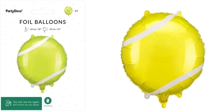 Balon din folie în formă de minge de tenis 35 × 35 cm (mix)