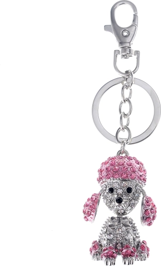 Breloc câine argintiu PINK