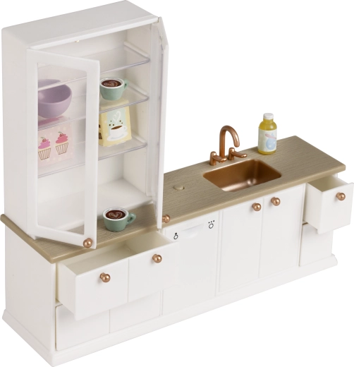 Set de bucătărie cu bufet pentru căsuța de păpuși Lundby