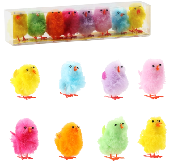 Set de 8 puișori de Paște multicolori – figurine decorative