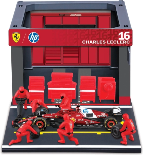 Set Bburago Formula Racing F1 Pit Pass Ferrari SF-25 (2025) Charles Leclerc 1:43