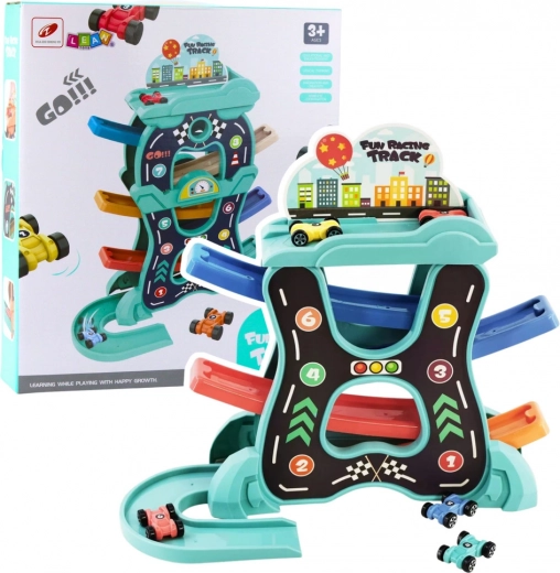 Pistă auto educațională cu coborâri pe trei niveluri