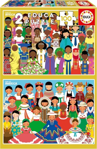 Educa puzzle Fete din America și Africa 2×100 piese