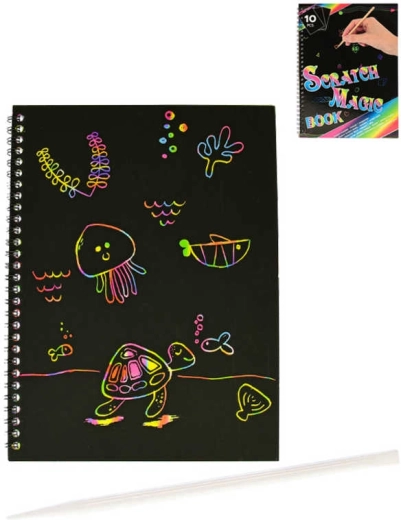 Set creativ magic de răzuit, curcubeu, A4 (10 coli) cu stilou de răzuit