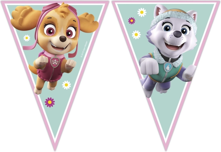 Paw Patrol ghirlandă cu stegulețe Skye și Everest (9 stegulețe) - 1 bucată