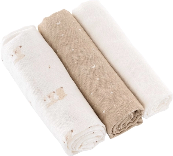 Träumeland scutece din pânză Hop Hop Bunny Beige 80 × 80 cm (3 buc)