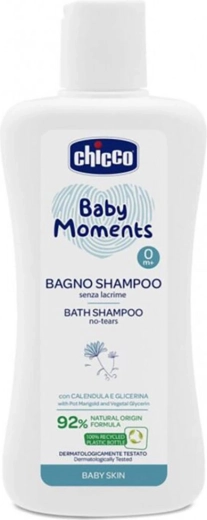 Chicco gel de duș 2‑în‑1 pentru păr și corp Baby Moments 200 ml