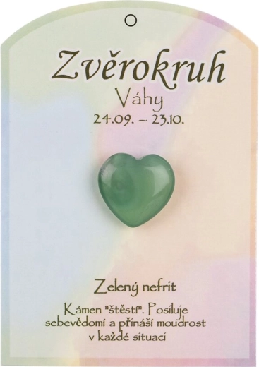 Nefrit verde în formă de inimă pentru zodia Balanță