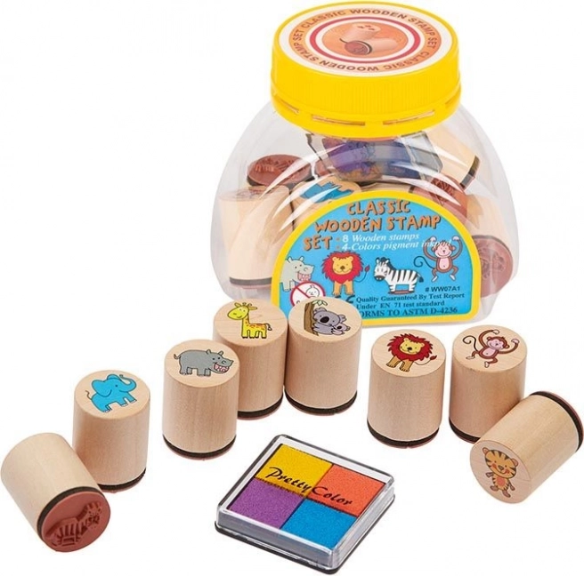 Set Goki de 8 ștampile de lemn cu cerneală