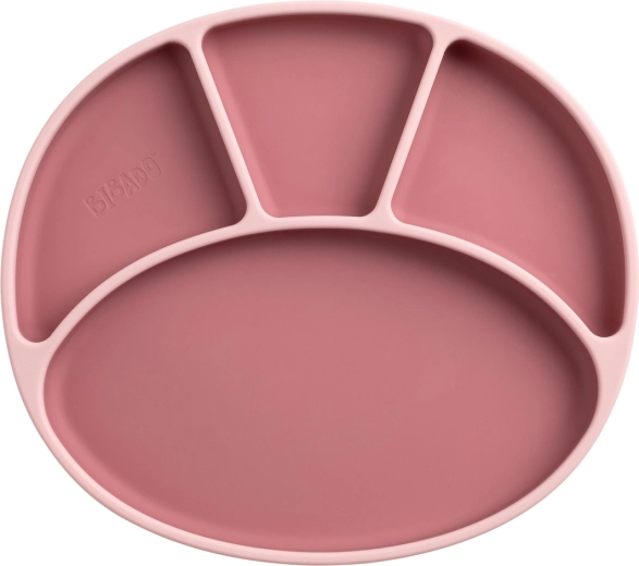 Farfurie Bibado din silicon compartimentată cu ventuză blush – 1 bucată