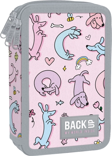 Penar școlar cu trei compartimente, echipat, BackUP Cute Dogs