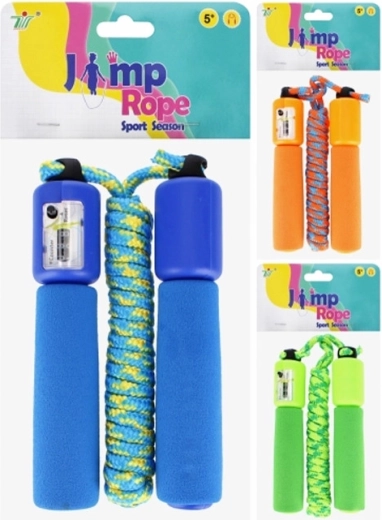 Sfoară de sărit cu contor pentru copii, mânere din spumă 250 cm