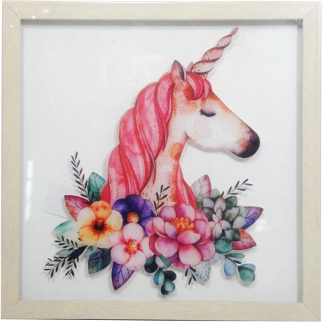 Tablou cu unicorn în ramă 30 × 30 cm