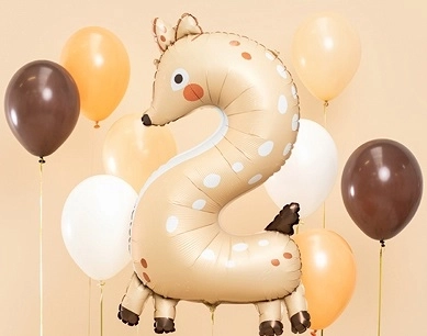 Balon folie Jelen cu cifra 2 - 65 x 102 cm