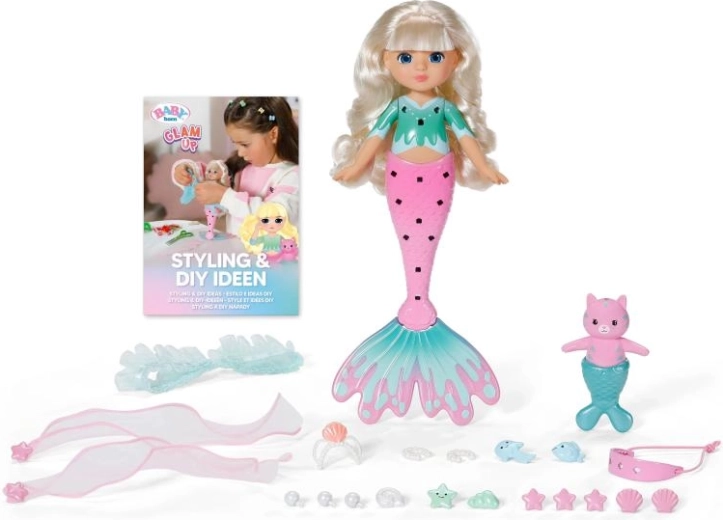 BABY born Glam Up sirenă Sparkle cu păr care își schimbă culoarea