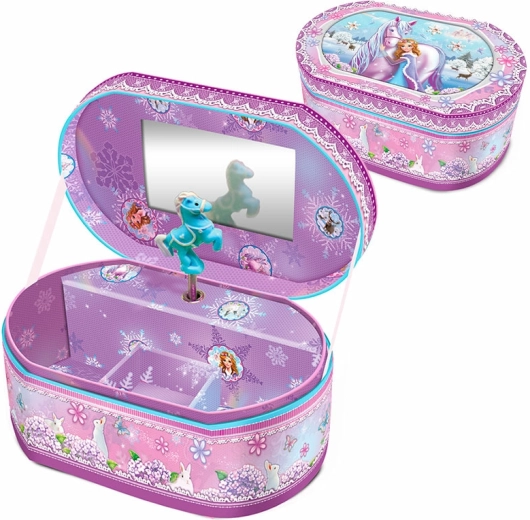 Cutie muzicală de bijuterii ovală – cal și prințesă
