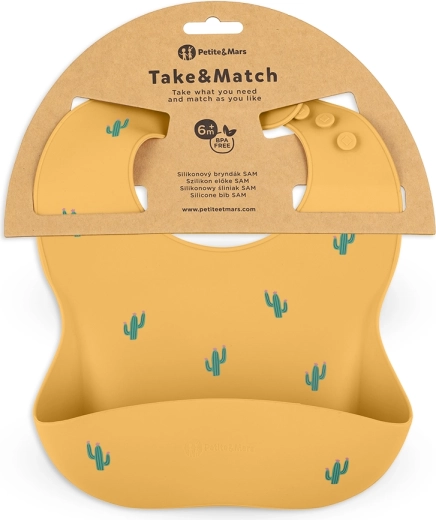 Petite&Mars bavetă din silicon Take&Match ochre cacti 6m+