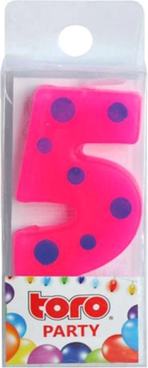 Lumânare pentru tort cifră 5 TORO, înfiptă, 4,5 cm