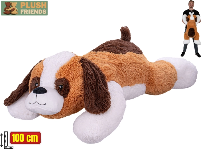 Saint Bernard de pluș 100 cm – cățel culcat din colecția Plush Friends