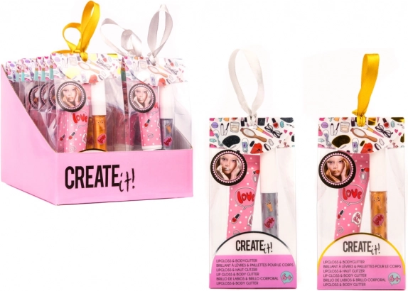 Luciu de buze și sclipici pentru corp CREATE IT! argintiu și auriu