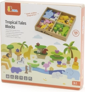 Viga set din lemn Povești tropicale, 55 piese