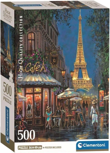 Puzzle Clementoni Paris – cafenea lângă Turnul Eiffel, 500 piese