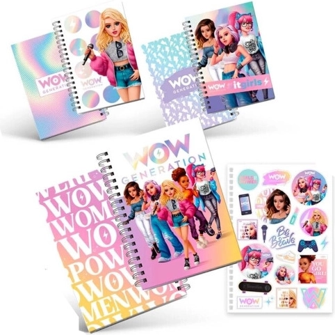 Caiet cu spirală A5, 80 file, copertă tare WOW Generation Kids