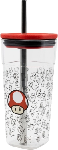 Nintendo Super Mario Toad pahar de călătorie cu pai din oțel inoxidabil 540 ml