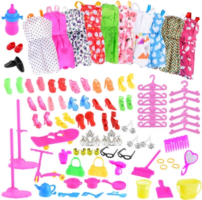 Set rochițe, încălțăminte și accesorii pentru păpuși de 30 cm