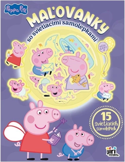 Caiet de colorat cu autocolante luminoase Peppa Pig