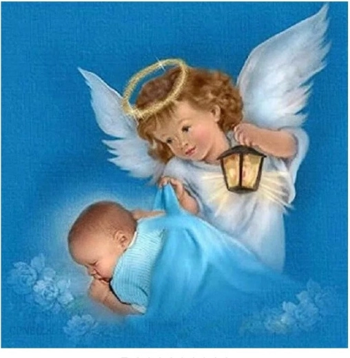 Pictură cu diamante Îngeraș cu bebeluș 30 × 40 cm NORIMPEX