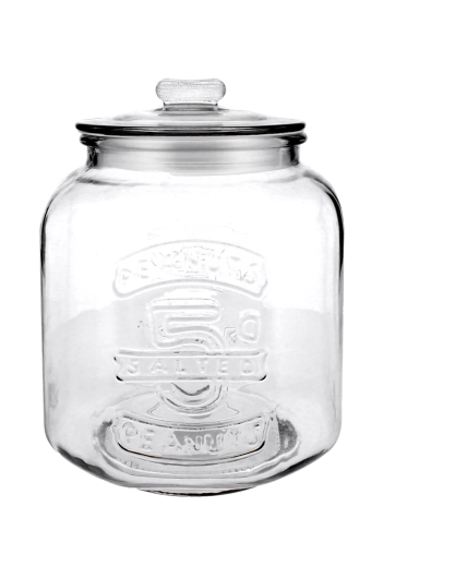 Borcan de sticlă 3,4 l cu capac de sticlă și inscripție