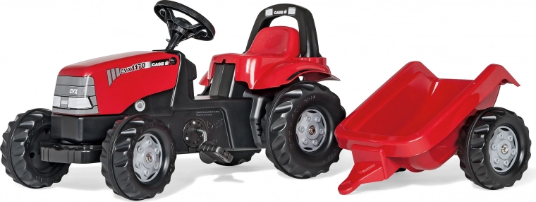 tractor cu pedale cu remorcă Rolly Toys CASE 1170 CVX roșu
