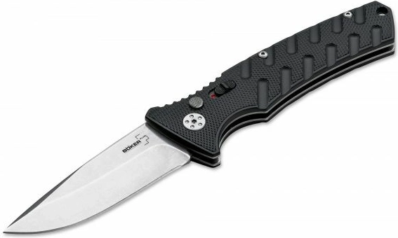 Cuțit automat Böker Plus Strike Drop Point Black, 8,5 cm