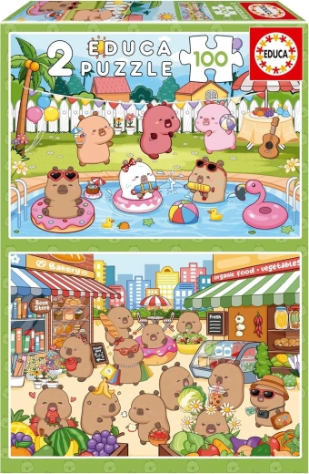 Puzzle Educa Capyfun 2×100 piese