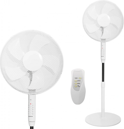 Ventilator pe stativ 45 W – 3 moduri, 5 pale, temporizator, telecomandă
