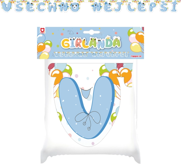 Ghirlandă de hârtie La mulți ani albastră