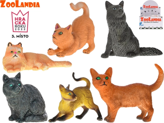 Figurine de pisici din plastic Zoolandia – set cu 6 specii realiste