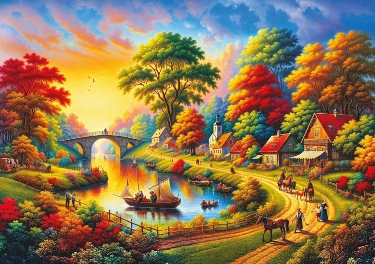 Art Puzzle festival la râu – puzzle 1500 piese