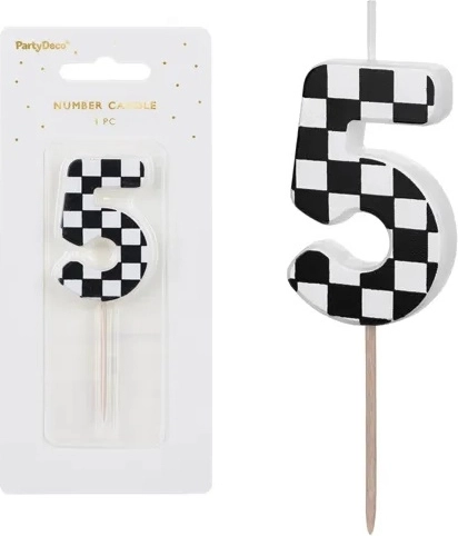 Lumânare aniversară pentru tort, cifră 5 (mix) 5,5 cm - 1 bucată