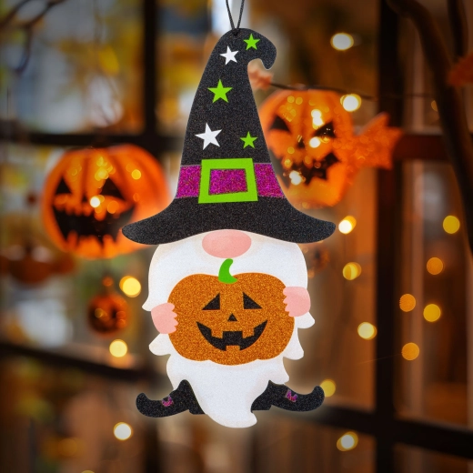 Decorațiune de Halloween suspendată cu spiriduș, din spumă, 44 × 26 cm