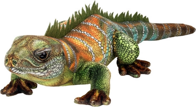 Șopârlă de pluș verde-portocalie, 50 cm