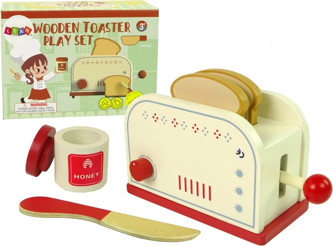 Prăjitor de pâine din lemn cu accesorii de bucătărie pentru copii
